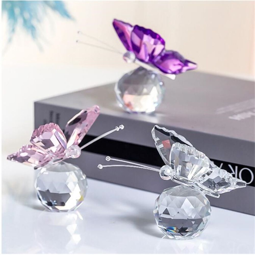 Paper Weight Crystal - Kupu-kupu kristal dengan patung bola dekorasi